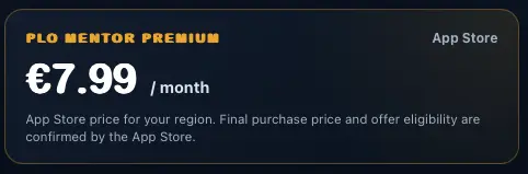 PLO Mentor Pricing in EUR