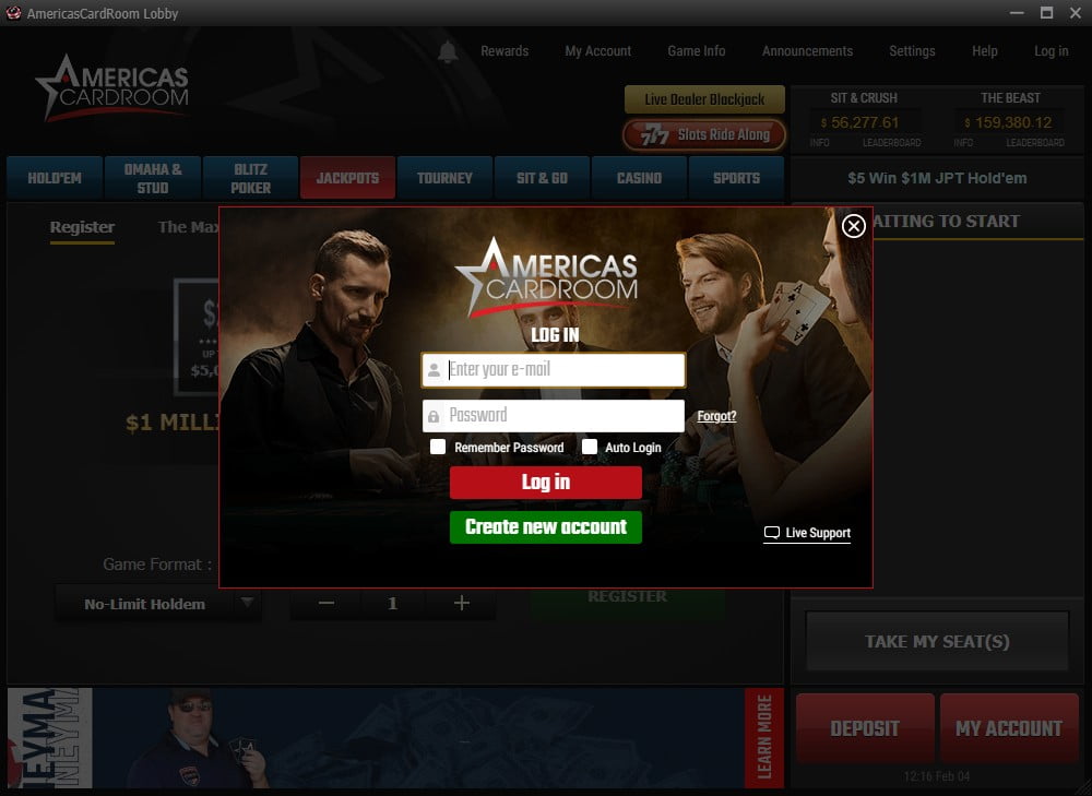 Americas cardroom sign in