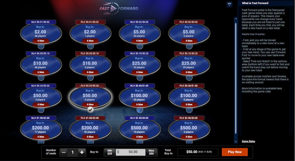 Jogue Rush & Cash Fast Fold Jogos de Poker Online